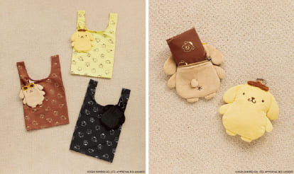 【ポムポムプリン×LOWRYS FARM】「ポーチ付きエコバッグ」3,490円/カラー展開:ブラック・日焼け・スタンダード