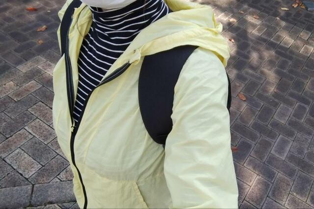 【ニトリ デコホーム　軽くて背負いやすい 2ルームリュック】背負ってみると、ショルダーベルトのフィット感が予想以上でした！