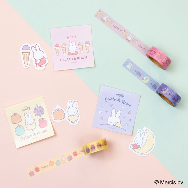 【MIFFY GELATO & ROOM by LOFT】「ステッカーセット」(全3種類)各440円、「マスキングテープ」(全3種類)各352円
