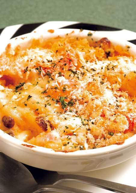 ステーキ・洋食 HAYASHI（松戸）　グラタン（エビ） 1500円　手づくりソースにもふんだんにエビが使用されている。ディナーのみのメニュー。