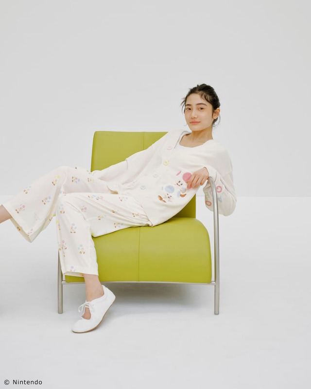 【スーパーマリオ】【レディース】キノピオ＆ヨッシーTシャツ クリーム　￥5,390、【スーパーマリオ】【レディース】キノピオ＆ヨッシーロングパンツ クリーム　￥7,480／なめらかな肌触りが心地よいルームウェア