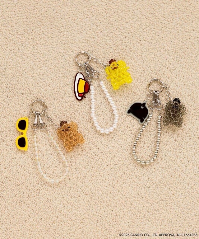 【ポムポムプリン×LOWRYS FARM】「ビーズキーチャーム」2,490円／カラー展開:ブラック・日焼け・スタンダード