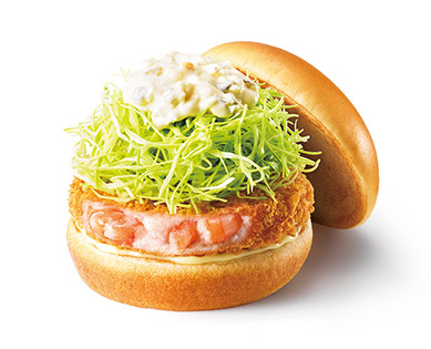 【モスバーガーの定番ハンバーガー人気ランキング 8位】「海老カツバーガー」480円（税込）