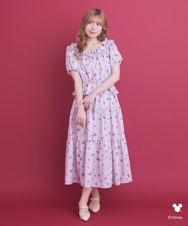 ミニー/さくらんぼ柄ティアードスカート ¥14,500