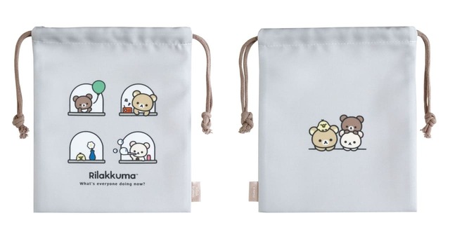 【すみっコぐらし＆リラックマ トラベルグッズ】巾着　660円／定番サイズの巾着に新柄が登場