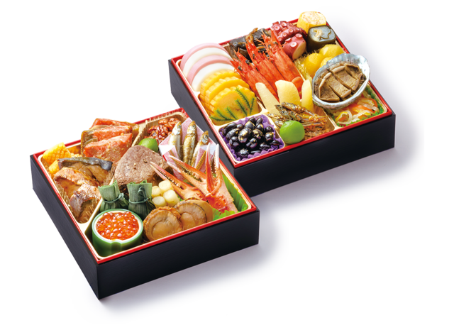 「プレミアム二段重」＜価格：19,800円（税込）＞【【はま寿司】黒毛和牛に本ズワイ蟹！お食事券付き“プレミアムおせち”が登場！お得な“豪華おせち”ただいま予約受付中！】