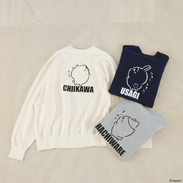 【LOWRYS FARM「ちいかわ」スペシャルコレクション】スウェット／ちいかわ、ハチワレ、うさぎ（サイズ：FREE／税込5,500円）