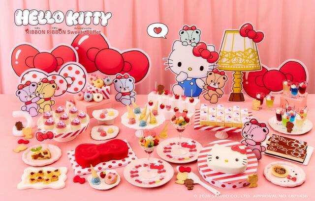 「HELLO KITTY RIBBON RIBBON Sweets Buffet」<期間:2026年9月4日〜11月29日>【ハローキティの“リボンモチーフスイーツ”がいっぱい!かわいいが詰まった「ハローキティ リボンリボン スイーツビュッフェ」でスイートなひととき♪】