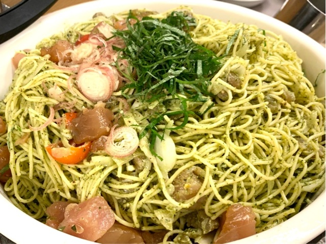 漬け鮪の冷製パスタ