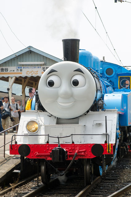 「きかんしゃトーマス号」新金谷駅にて（2014年メディア向け公開イベントにて）