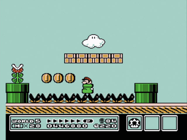 スーパーマリオブラザーズ3／5-3限定で登場するクツクリボー の靴を取ることで変身する「ブーツマリオ」。踏めない敵も一撃で倒せる。ただし、クリア時に強制的に靴が消滅する。