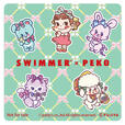 「SWIMMER×PEKO オリジナルコースター」<サイズ:約縦90×横90mm>【大人気雑貨ブランド「SWIMMER」が「不二家」とコラボ!“SWIMMER×PEKO”のスイーツやグッズが、7月10日より店頭に登場!】