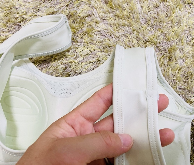 【ワークマン カップ一体型スポーツブラ】サイズはS〜Lがあり、普段A75サイズを着用している筆者はSにしました