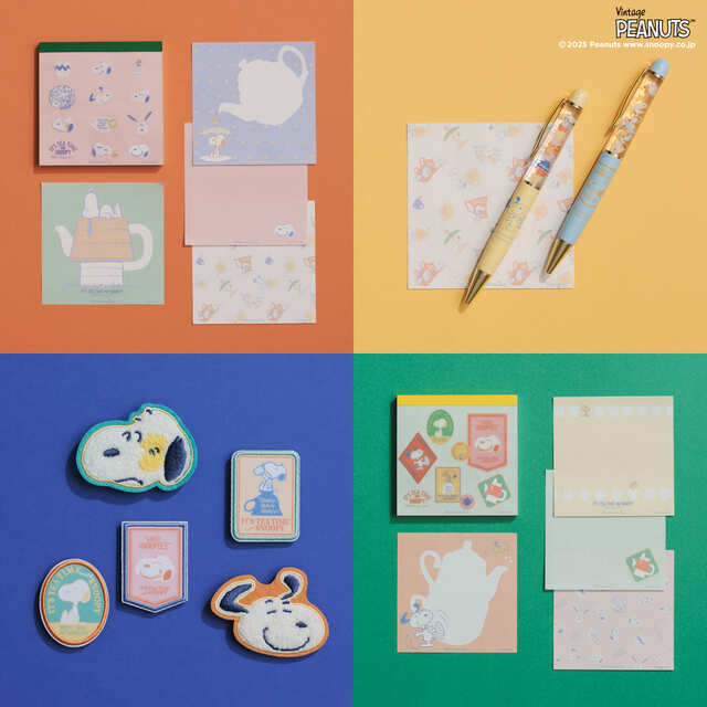 【Afternoon Tea LIVING】スクエアメモ 各770円、ボールペン 各1,320円、シール&アイロンワッペン 各880円