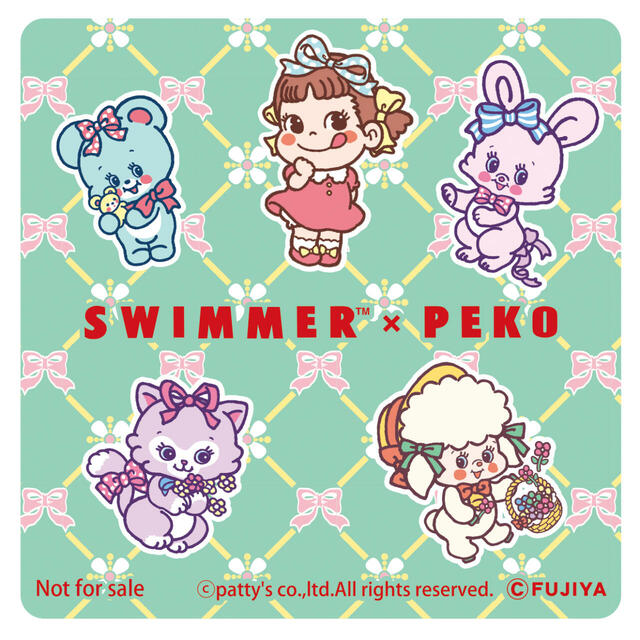 「SWIMMER×PEKO オリジナルコースター」<サイズ:約縦90×横90mm>【大人気雑貨ブランド「SWIMMER」が「不二家」とコラボ!“SWIMMER×PEKO”のスイーツやグッズが、7月10日より店頭に登場!】