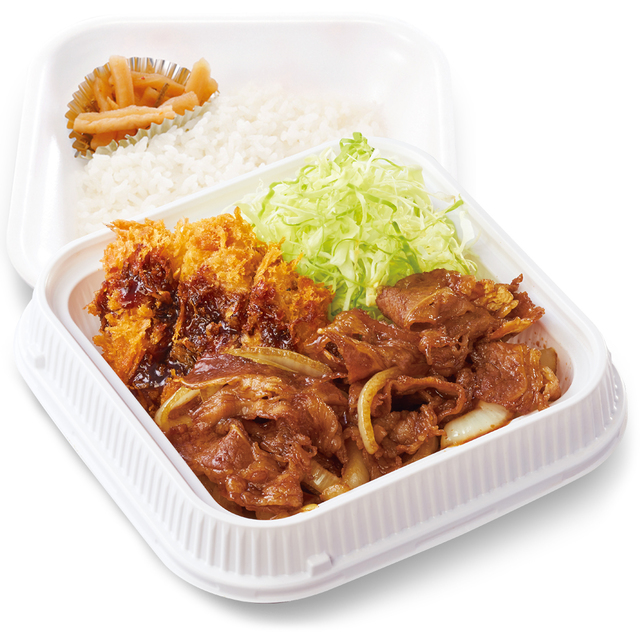 牛カツと牛焼肉の合い盛り弁当