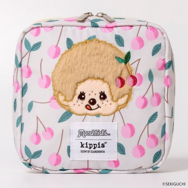 【モンチッチ×kippis】「モンチッチ×kippis コスメ＆ガジェットポーチ」／ガーリーな色使いのオフホワイト
