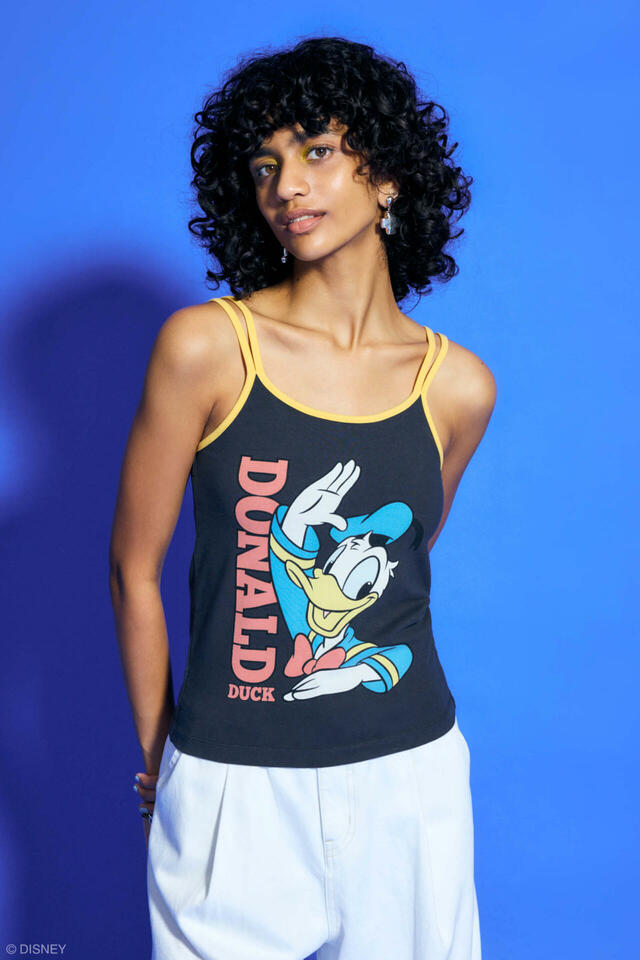 MD DOUBLE STRAP キャミソール ￥5,500｜MOUSSYディズニー「ドナルドダック」コレクション