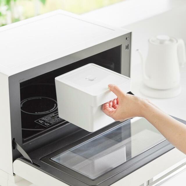 【山崎実業 tower×ベルメゾン】目隠しワゴン電子レンジ・食洗機対応のザル付き保存容器