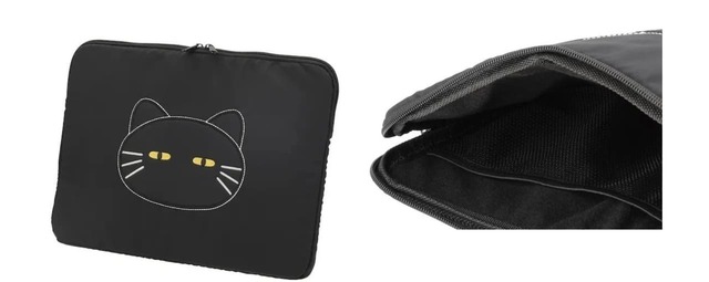 【ニトリデコホーム】「PCバッグ(デコネコDH01 ブラック)」1,290円　幅34×奥行25×高さ2cm