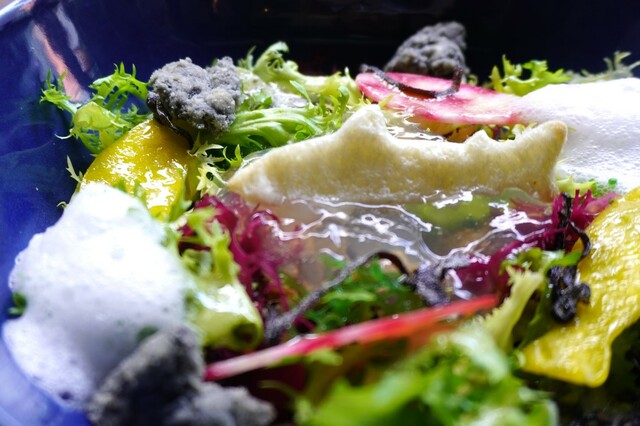 ハイアット セントリック 銀座 東京「すみだ水族館コラボアフタヌーンティー」キヌア、海藻のサラダ 小笠原の塩サブレ