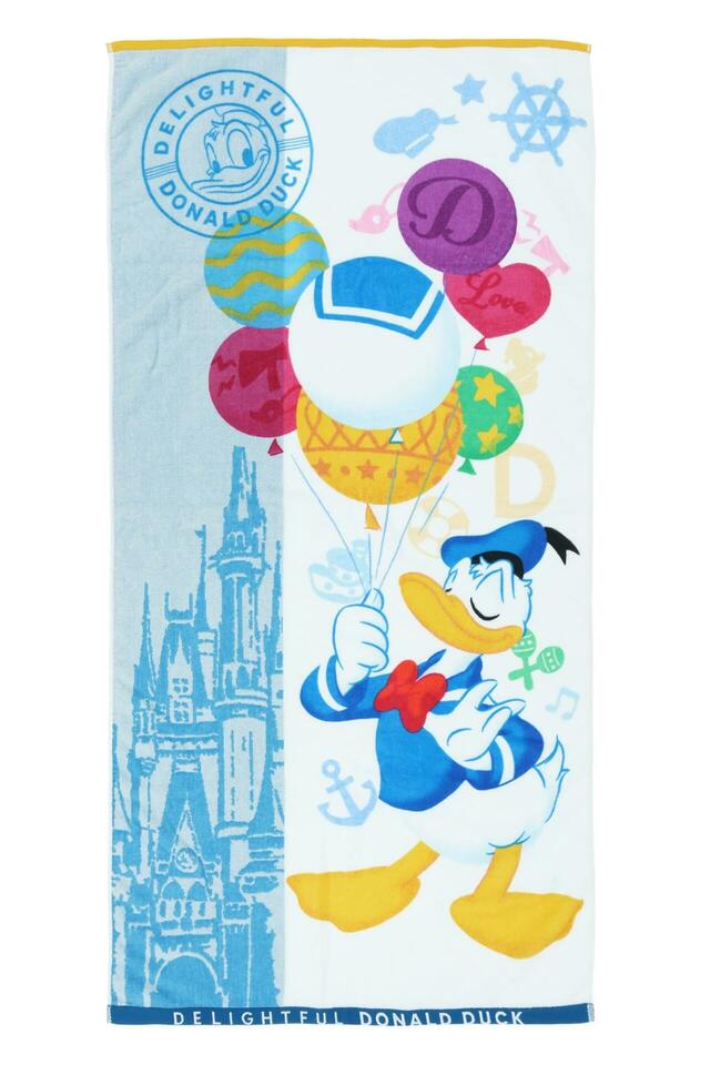 バスタオル 3,600円|東京ディズニーリゾート ドナルドダック新作グッズ|販売店舗:東京ディズニーランド「ホームストア」、東京ディズニーシー「ヴィラ・ドナルド・ホームショップ」|発売日:2026年10月15日(木)