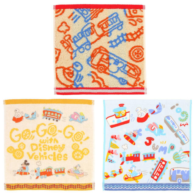 ミニタオルセット 2,200円|東京ディズニーリゾート「Go-Go-Go! with Disney Vehicles」グッズ|販売店舗:東京ディズニーランド「グランドエンポーリアム」、東京ディズニーシー「キス・デ・ガール・ファッション」|発売日:2024年7月11日(木)