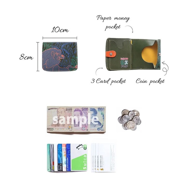 【クワトロガッツ×『ジャングル大帝』】お札は折らず、必要なカードと小銭だけ。小さなバッグでもすっと収まるミニ財布です