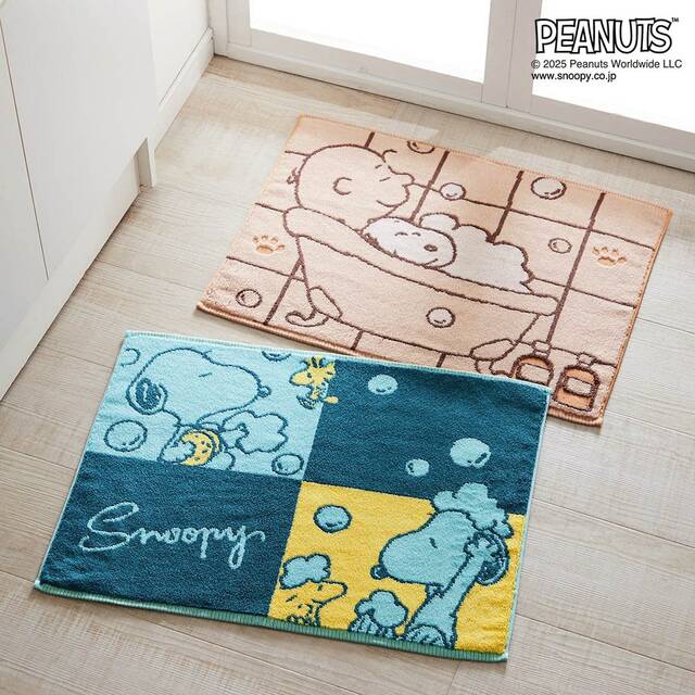 タオル素材バスマット（2柄セット）／バスタイムセット