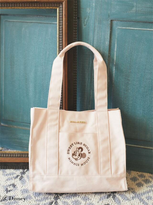 帆布トートバッグ ¥7,700｜Maison de FLEUR「Mickey Mouse＆Minnie Mouse/レトロフェイスアートシリーズ」