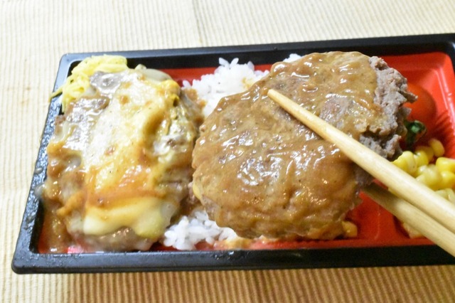 飯が見えないくらいハンバーグがデカい