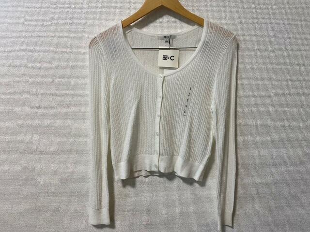 【ユニクロ レースラウンドネックショートカーディガン】程よい透け感があり、薄手で涼しい♪