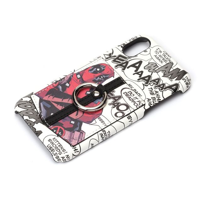 iPhone X用　MARVELハードケースポケット＆リング付き デッドプール／ホワイト