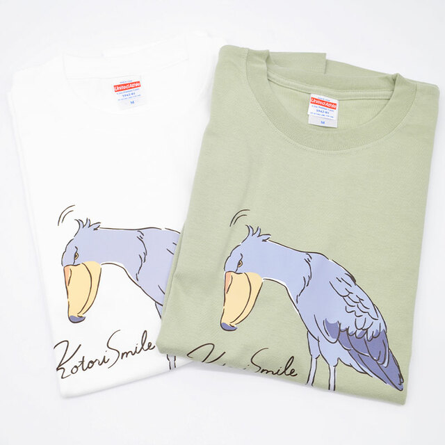 ハシビロコウ「Tシャツ」 / 白・セージグリーン