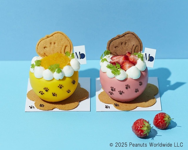 【うめだスヌーピーフェスティバル2025】「マサヒコ オズミ パリ」スヌーピー フレーズ＆オランジュ ２個セット(いちご・オレンジ各1個、計2個セット)2,160円◎オンライン予約期間 8月5日(火)～23日(土)◎地下1階 洋菓子売場【阪急うめだ本店限定】※オンラインにて事前ご予約・店頭受取のみでの承り。詳細は特設ページにてご確認ください。