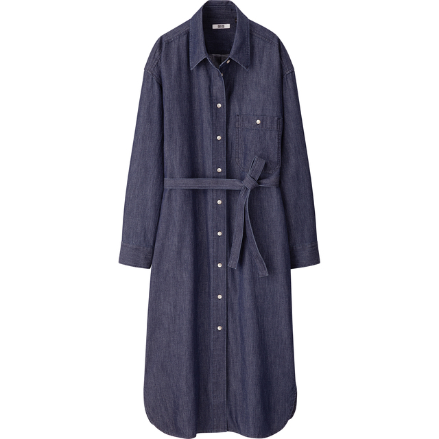 デニムシャツワンピース（長袖）67ブルー