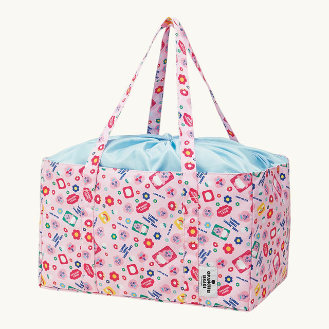 巾着付き保冷レジかごバッグ 「おぱんちゅうさぎ」：サイズ約410×255×250mm　2,750円（税込）