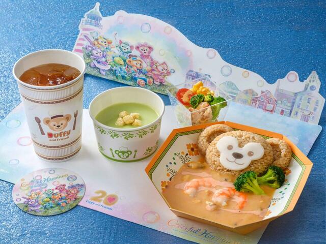 ダッフィーのスペシャルセット（シーフード） 2,380円｜東京ディズニーシー「ダッフィー＆フレンズ20周年：カラフルハピネス」スペシャルメニュー｜販売店舗：ミゲルズ・エルドラド・キャンティーナ｜販売開始：2025年4月8日（火）