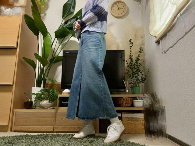 【UNIQLO　デニムロングスカート】同系色を合わせてもかわいい！