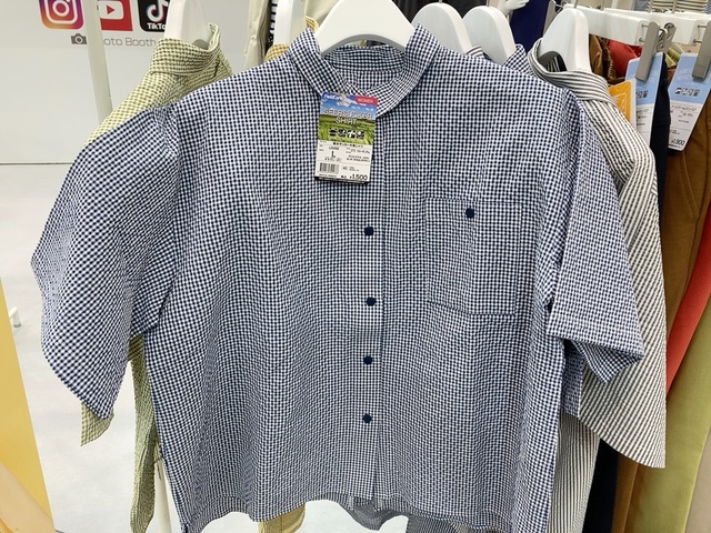 【ワークマン 撥水サッカー半袖シャツ】ボーダーとギンガムチェックがありました