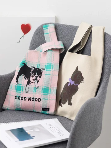 【Jubilee ニット ミニトートバッグ】ちょっとしたお買い物のエコバッグ、マイバッグとしても大活躍