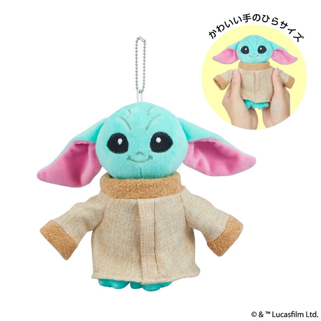 【スターウォーズ「グローグー マスコット付きジュートバッグ」】かわいいグローグーのぬいぐるみマスコットつき