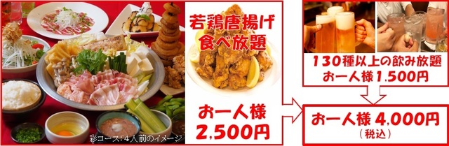 彩コース飲み放題セット4,000円