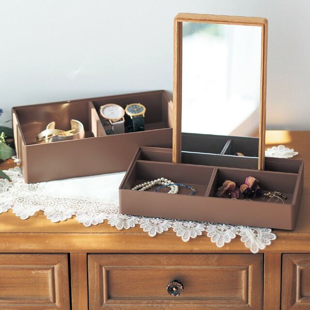 ベルメゾン|ミラー付きスタッキング収納ボックス「クラシック・プー」|¥12,900 (税込)