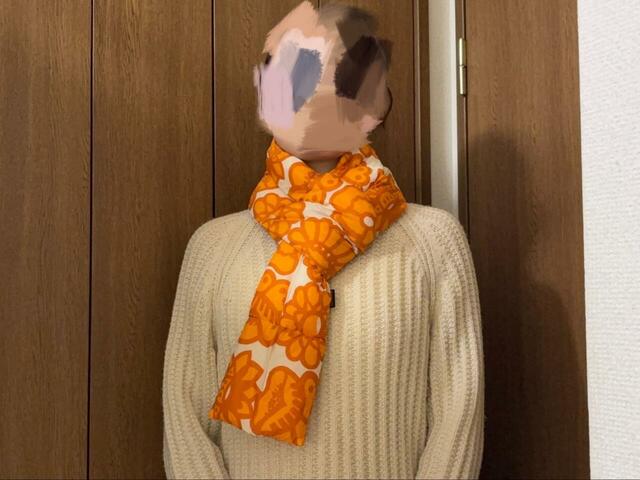 【UNIQLO×Marimekko パデッドマフラー】サイズは約98×15cm。男女兼用のワンサイズ展開です