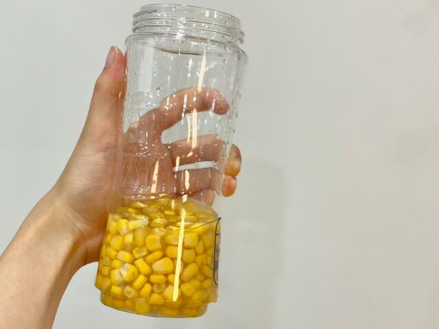 【ニトリ コンパクトブレンダー】コーン缶はそのまま入れる