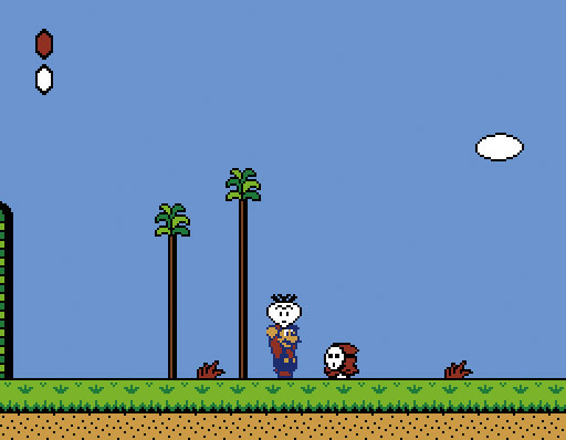 スーパーマリオUSA／地面に埋まっている野菜や敵、ブロックを投げつけるという独特のアクションが特徴。