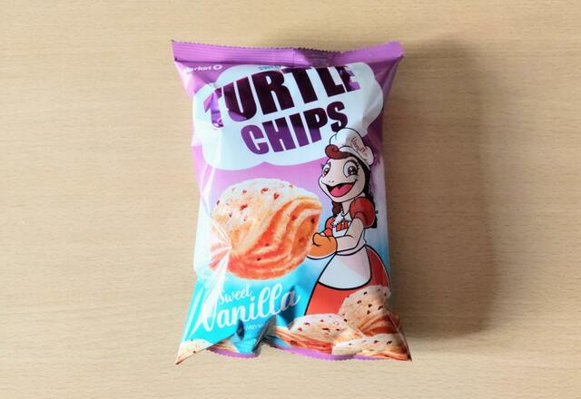 【オリオン日本支社　タートルチップス スイートバニラ味　640g（80g×8袋）　1198円】1袋あたり80g入り。数名で食べるのにちょうどいい