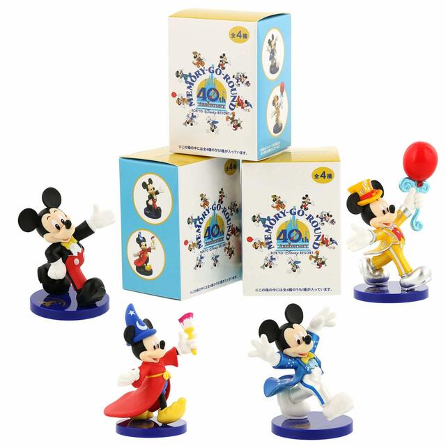 フィギュア 1,400円｜サイズ：（1箱あたり）縦約5×横約6×高さ約9cm ※この箱の中には全4種のうち1種が入っています ※価格は、1個の価格です ※別売り、1BOX（4個入り）で全種そろえることができます｜東京ディズニーリゾート40周年“ドリームゴーラウンド”「MEMORY-GO-ROUND」グッズ｜発売日：2023年6月13日（月）｜販売店舗：東京ディズニーランド「グランドエンポーリアム」、東京ディズニーシー「エンポーリオ」