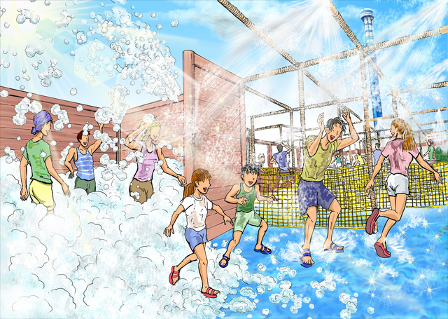 泡ゾーンもある水の迷路「ウォーターメイズ」